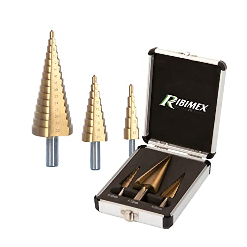 Set 3 Punte Frese A Scalini Hss Con Valigetta X Legno Acciaio Plastica Prfex3-Vb