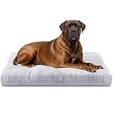 Nobleza Hundebett für Große Hunde XXL 122x74x10 cm, Weiches Flauschiges Hundekissen mit Langer Plüsch, Waschbare Hundematte mit Rutschfester Basis, Grau
