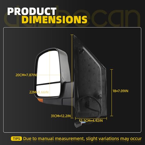 Image of Dasbecan Left Side Mirror Compatible with 08-17 Chevy Express Black 8pins