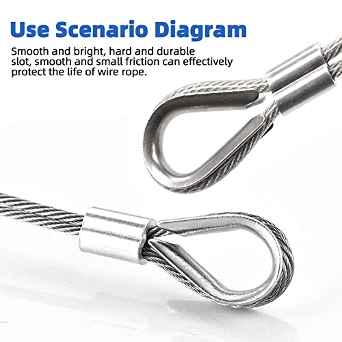 Glarks 50Pcs M5 304 Stainless Steel Wire Rope Thimbles Eyelet Cable Thimble Rigging For 5/32'' - 3/16'' Diameter Wire Rope Cable, Marine And Industrial Wire Rope Fittings #TOP5