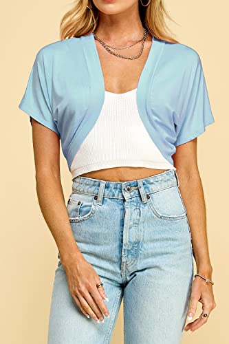 Image of Lock and Love Women's Versatile Open Front Lightweight Short Sleeve Bolero Shrug