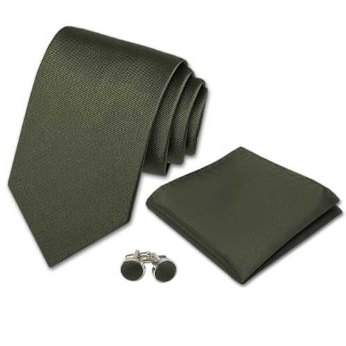 Image of Men's Tie Set with Pocket Square and Cufflinks | 100% microfiber; tie 59 x 3.15 in; square 10 x 10 in; gift box included