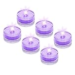 sourcing map Submersible Bright LED Tea Light, Purple Waterproof Flameless Candles for Party Wedding Festivals Decor, Pack of 6
