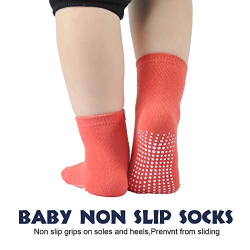 EPEIUS Baby Non-Slip Socks Toddlers Girls Boys Crew Socks with Grips Non Skid 6/12 Pack 1-10 Years3