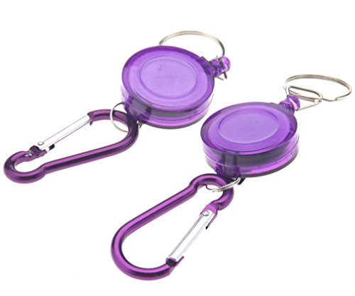 Micro Trader 2 Pieces Black Retractable Key Chain Badge Reel Recoil Holder Pass ID Card (10pcs, Purple)