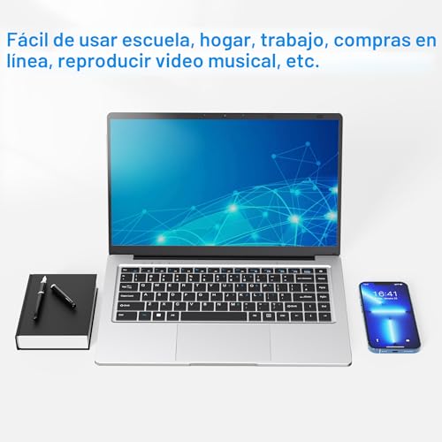 PINSTONE Ordenador portátil de 14,1 Pulgadas, Dual-Core, 6 GB RAM, 128 GB SSD, UHD 1366 x 768, diseño sin Ventilador, Wi-Fi 5G, Teclado de Membrana, ratón Incluido