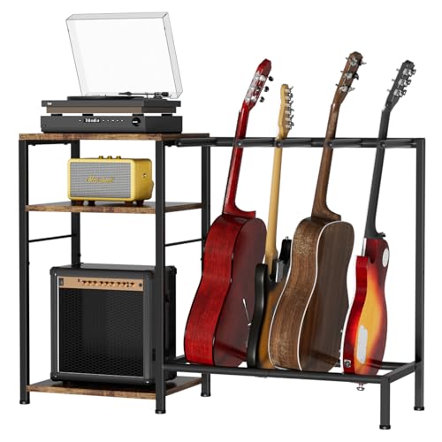 NEYCIL Guitar Stand for 4 Guitars, Adjustable Multiple Guitars Rack with Soft-Padded Protector for...