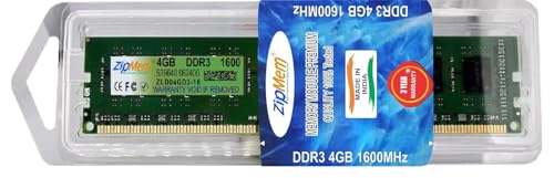 Image of 4GB DDR3 1600MHz Desktop RAM | Desktop -Memory| U-DIMM RAM | Pin-240, Volt - 1.35v /1.5v CL-11 | Long-DIMM | PC3-12800 | 2Rx8 Dual Rank | 3 Year Warranty -(Made in India)