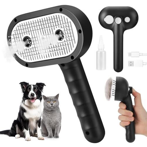 Cat Steam Brush for Grooming and Shedding for Long and Short Hair Pets Deshedding and Hair Removal...