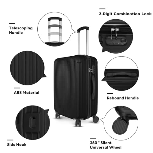 4-Piece Hardshell Luggage Set – Lightweight Spinner Suitcases with 3-Digit Combination Lock, Durable Travel Suitcases for Carry-On and Checked Luggage2