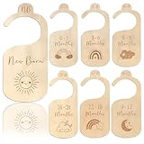 7 Pcs Wood Nursery Wardrobe Dividers by Size, Age Hanger Divider, Closet Clothes Organiser Labels, Wardrobe Separators for Newborn Gifts Baby Shower Expecting Mothers Girl Boy, Elephant (Style1)