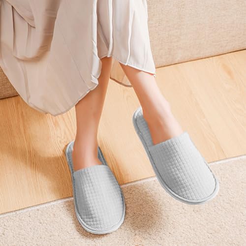 Bavooty Gästehausschuhe,Frottierslipper,Bequem Weiche Hüttenschuhe,Leinen Offener Zeh Pantoffeln,Unisex Hotelslipper Set,Baumwolle,10 Paare (Grau, Erwachsene, 44, Numerisch, EU Schuhgrößensystem, M)