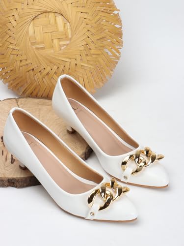 Image of Carlton London Women Stylish Slipon Pump Shoes with Kitten Heels, Pointed Toe