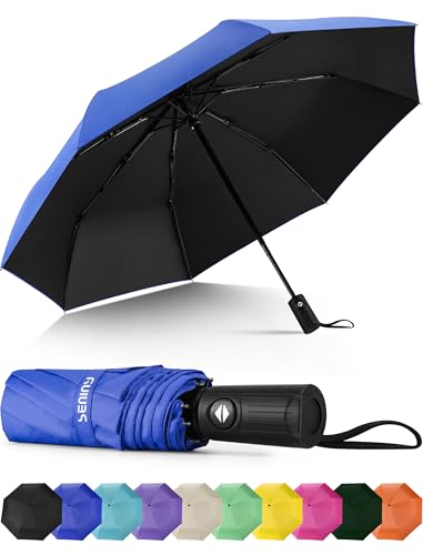 Seniny Windproof Travel Umbrella, Automatic Umbrellas for Rain, Portable &