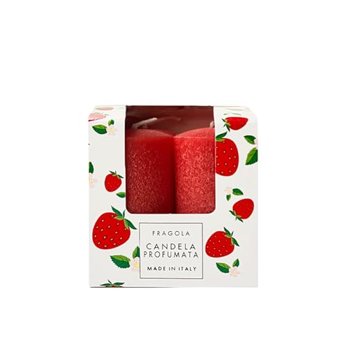 Juego de 4 velas perfumadas Pocket Season diámetro 3 cm altura 5,5 cm - Primavera/Verano - Fresa - Cereria Di Giorgio