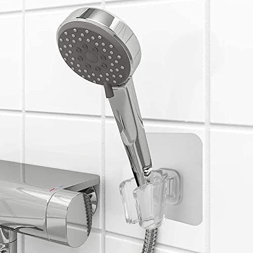 Image of ZIVIK Self Adhesive Handheld Shower Head Holder, Adjustable Bathroom Wall Mounted Bracket Holder, Drill-free Wall Hanging Shower Shelf Free Perforation Shower Head Stand (Transparent, 4)