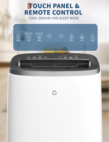 Image of Garvee 14,000 BTU Portable Air Conditioner, 9,300 BTU SACC 3-in-1 AC Unit | for Rooms Up to 750 Sq. Ft., Cooling, Dehumidifier & Fan, Remote Control, 24H Timer, Sleep Mode, Window Vent Kit
