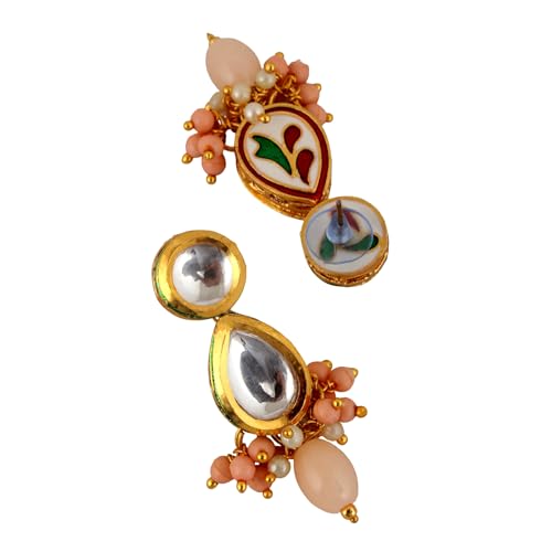 Image of Lucky Jewellery Meenakari 18k Gold Plated Tika Earring Combo Uncut Big Faux Kundan Choker Necklace set