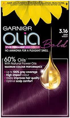 Garnier Olia Permanent Hair Dye, Up to 100% Grey Hair Coverage, No Ammonia, 60% Oils, 4.0 Dark Brown