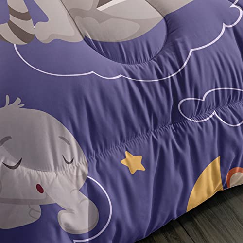 Qoomo Cartoon Wild Animals Comforter Full Size,Kawaii Sleeping Animals Kids Comforter Set,3Pcs Bedding Set Printed Comforter With 2 Pillowcases,Down Alternative,Soft And Lightweight,For All Seasons #TOP4