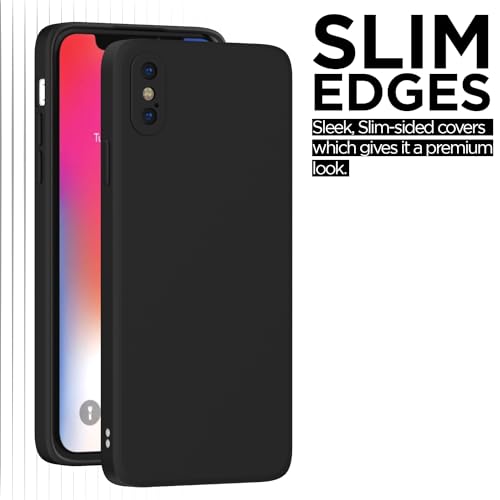 Image of Outlouders Back Cover for iPhone X /iPhone Xs | Camera Protection | Durable Soft Matte Silicone Bumper Case (Black)