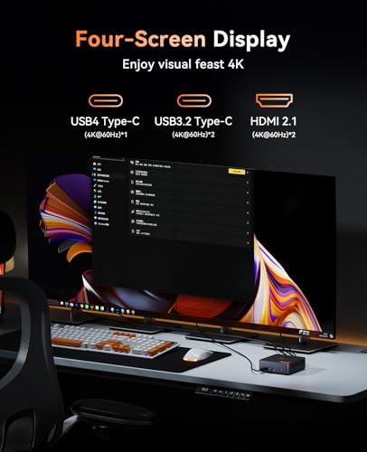 KAMRUI Mini Gaming PC Dual LAN, AMD Ryzen 9 6900HX (up to 4.9 GHz), 16GB DDR5 4800 MHz 512GB M.2 NVMe PCIe SSD, Mini Desktop Computer with USB 4, DP, 2 HDMI 2.1, Gaming PC Supports Quad 4K Display - Image 3