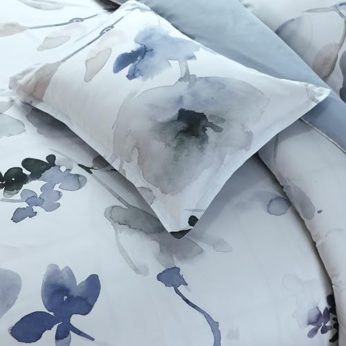 Majestic Giftware Madison Linen 8-Piece Full Size Duvet Bedding Set (BL105-F) | Summer Breeze - Ocean Blue 300 TC Cotton Sateen Durable & Washable | 2 Fitted Sheets, 2 Duvets, 4 Pillowcases