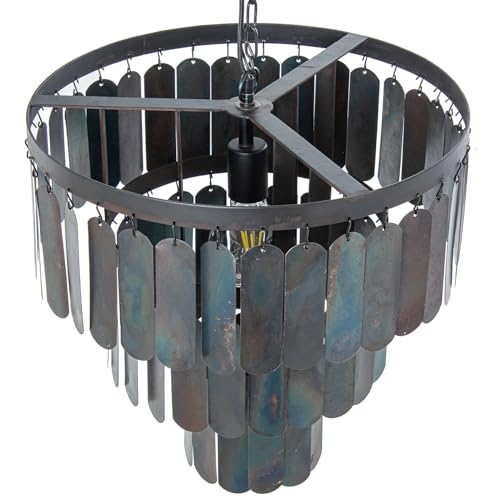 Suspension en fer noir 45cm design géométrique pour ampoule E27 chic - 3