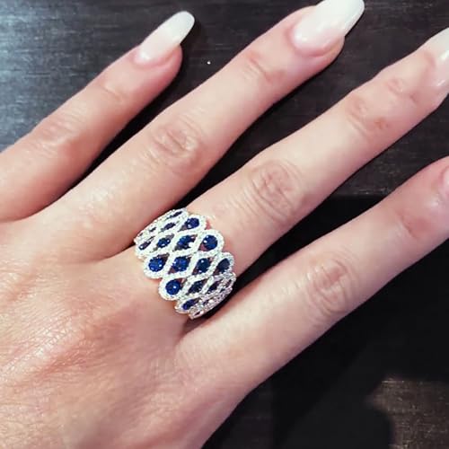 Luxury Shining Wide Ring Female Wedding Band Jewelry with Shining Cubic Zirconia3