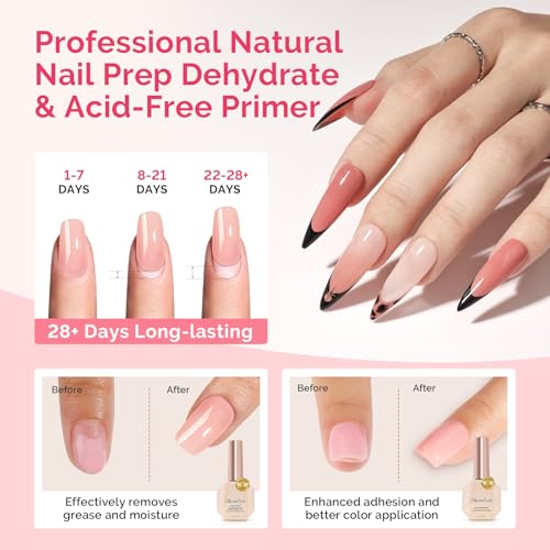 Image of MelodySusie Builder Gel 027 Nail Dehydrator and Primer Set Long Lasting Shine Nail Polish Art Design Manicure Kit Perfect Gifts for Women Girls 3 Pcs 15ml