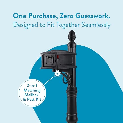 Architectural Mailboxes Stratford Plastic Mailbox and Post Kit, SC000BAM, Black, Medium Capacity