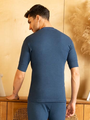 Image of Lux Cottswool Men's Pack of 2 Half Sleeves Round Neck Thermal Set