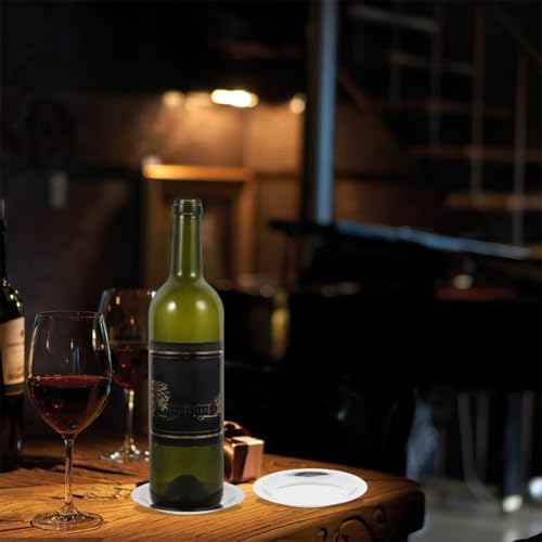 NUOBESTY 4 adet paslanmaz çelik şarap şişesi altlığı, yuvarlak, ısı yalıtımlı ve kaymaz, masa koruyucu, şarap şişeleri ve kupalar için, tekrar kullanılabilir, ev ve ev dekorasyonu için çok fonksiyonlu - Görsel 5