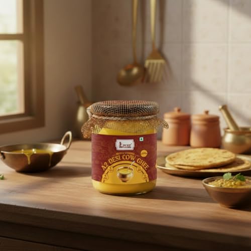 Image of LPURE A2 Cow Ghee 500ML | Desi Ghee in Glass Jar | Bilona Method | Grass-Fed | Curd-Churned | Cultured Ghee | Pure, Natural, Healthy | Keto-Friendly | Lab Tested