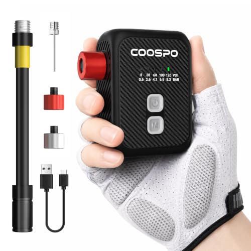 CooSpo Mini Pompa Elettrica per Bicicletta, max 120 PSI, diverse impostazioni predefinite disponibili, pompa ad aria con...