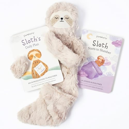 Image of Slumberkins Sloth Snuggler & 2 Board Books Complete Set Bundle | Promotes Routines, Relaxation & Coping Skills | Social Emotional Learning Soft Plush Animal (Sloth Snuggler Plush + 2 Board Books)