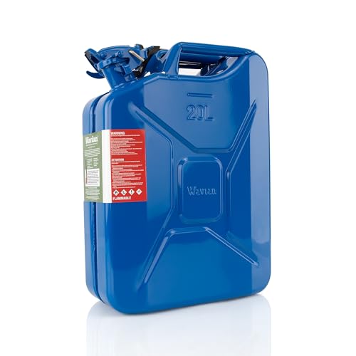 Wavian USA Authentic NATO Jerry Can and Spout System - Rust-Proof EPA & CARB Compliant Blue 20 Litre Wavian 5 Gallon Gas Cans for Kerosene
