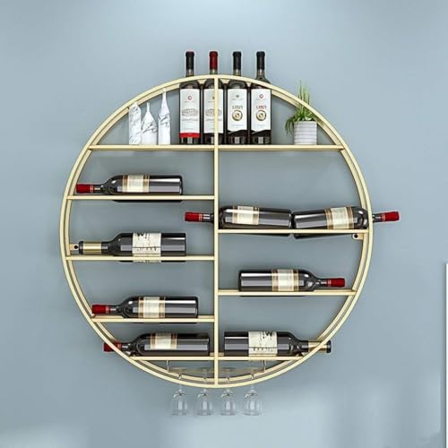Étagère à vin murale ronde support métal bouteilles design