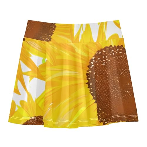 Personalized Girls' Shorts Athletic Skorts Toddler Tennis Skirts Cheer Skirt Vibrant Sunflowers Petals Rich 4t2
