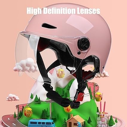 Casco da moto aperto per bambini, casco da scooter omologato ECE con visiera, casco da scooter per ragazzi e ragazze dai 3 ai 12 anni E,51-56CM