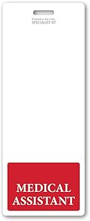 5 Pack - Oversized Medical Assistant Badge Buddy Vertical - Extra Large Badge Buddies Role I’D Backer - 2 1/8 X 5 1/2 - Wear with I’D Holder - USA Printed by Specialist ID (Red)