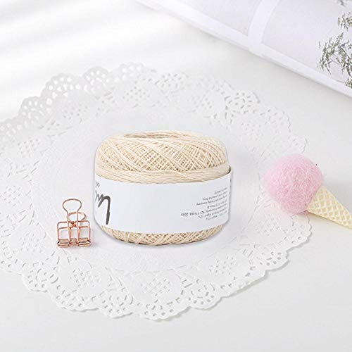 Crochet Yarn Colourful Glitter Cotton Crochet Thread Popular Lace Line Cotton Hand Crocheted Summer Silk Light Thin Line with a Crochet for Hand Embroidery Accessories(Off-White) - Image 4