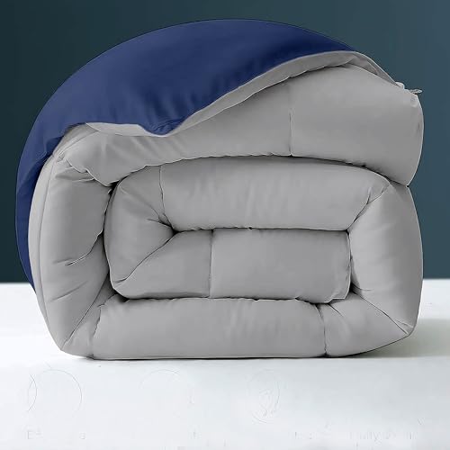 Image of Day Care - 500 GSM Hotel Quality-Down Alternative Reversible Comforter (60 inch x 90 inch Inches /228cm x 228cm) - Comforter Single Bed|Navy /Silver