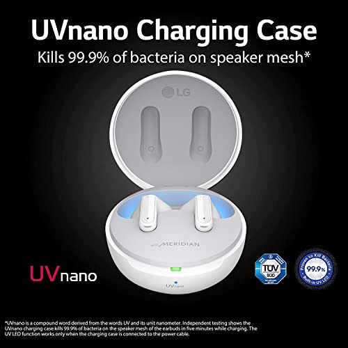 Image of LG FP6W Active Noise Cancelling Earbuds, 22 Hrs Battery, UV Nano Case, 3D Sound Bluetooth Headset (White, True Wireless)