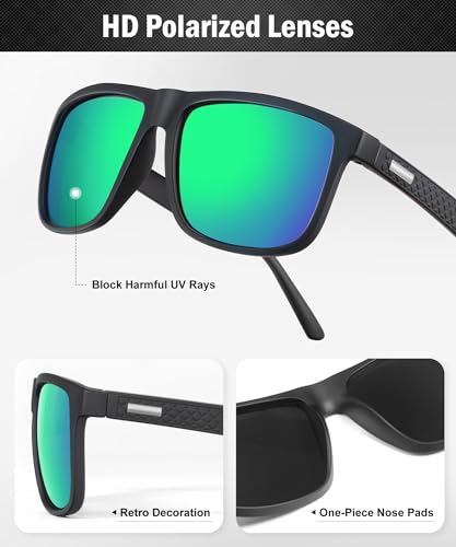 Image of Sunglasses-for-Men Polarized Mens Sunglasses: Retro Sun glasses with UV Protection for Driving Fishing Golf