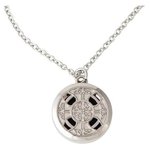 Celtic Cross Shiny Aromatherapy Essential Oil Diffuser Necklace Locket Pendant Jewelry Cover
