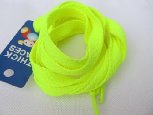 YELLOW Colour Shoelaces - Bright Coloured Neon Flat Laces 100cm (One Pair)