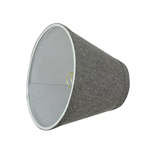 Image of Aspen Creative 32122-2A Small Hardback Empire Shape Chandelier Clip-On Lamp Shade Set (2 Pack), Transitional Design in Grey, 6 inch bottom width (3 inch x 6 inch x 5 inch)