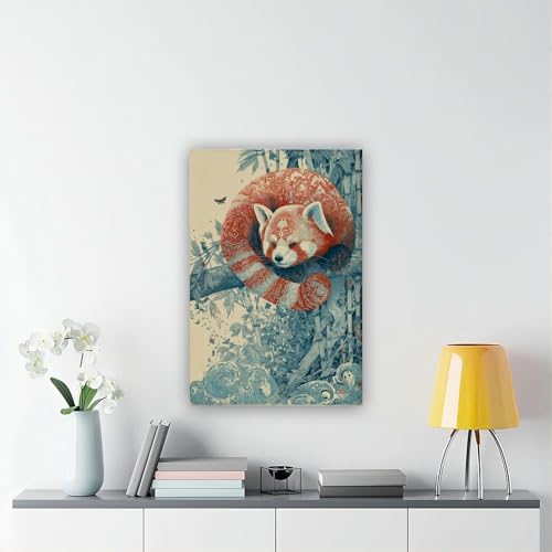 Toile style japonais panda rétro - Douceur et poésie murale - 6