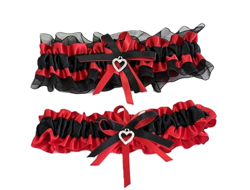 Image of Ting&Cecilly Lace Wedding Garters for Bride Pearl Stretch Prom Garter, Women Wedding Bridal Legs Garter Set